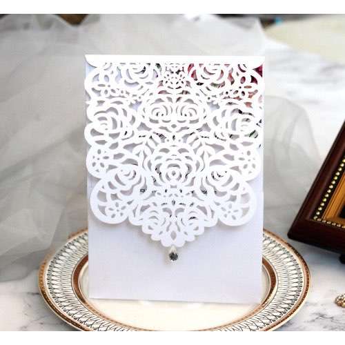 Pocket Marriage Invitation Card Laser Cut Paper Thanksgiving Day Greeting Card